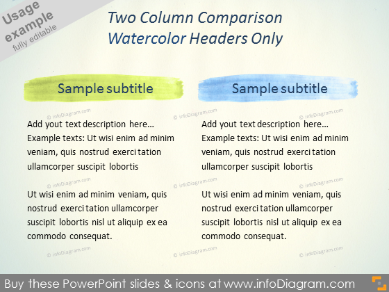 Watercolor Brush headline Comparison Slide Layout PPT