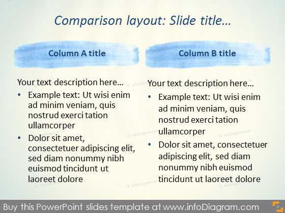 Vergleichsfolienlayout Aquarellstreifenvorlage PowerPoint