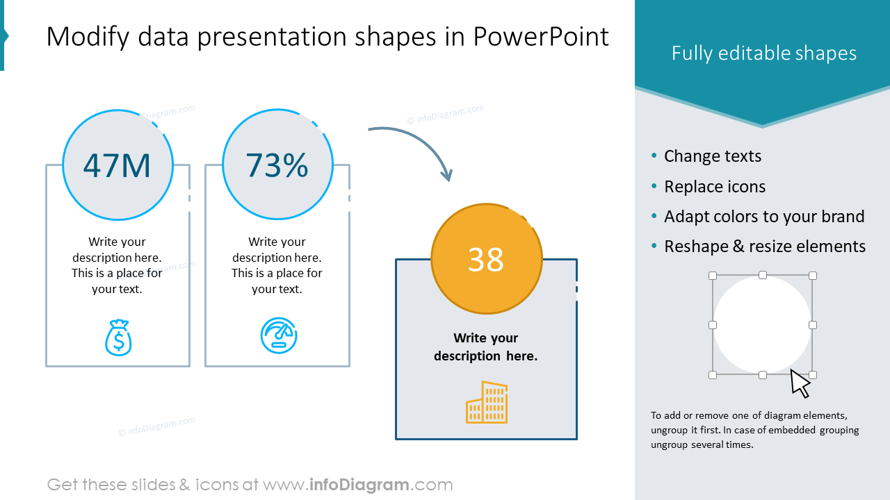 Modify data presentation shapes in PowerPoint