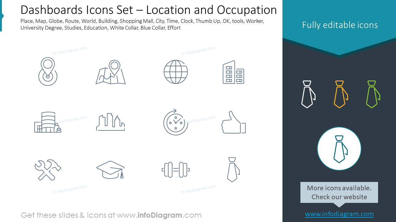 Dashboard-Icons-Set – Standort und Beruf