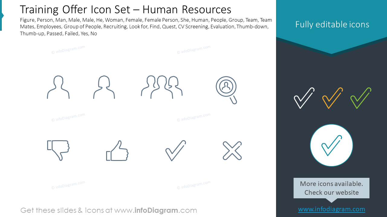 Conjunto de iconos de oferta de capacitación – Recursos Humanos