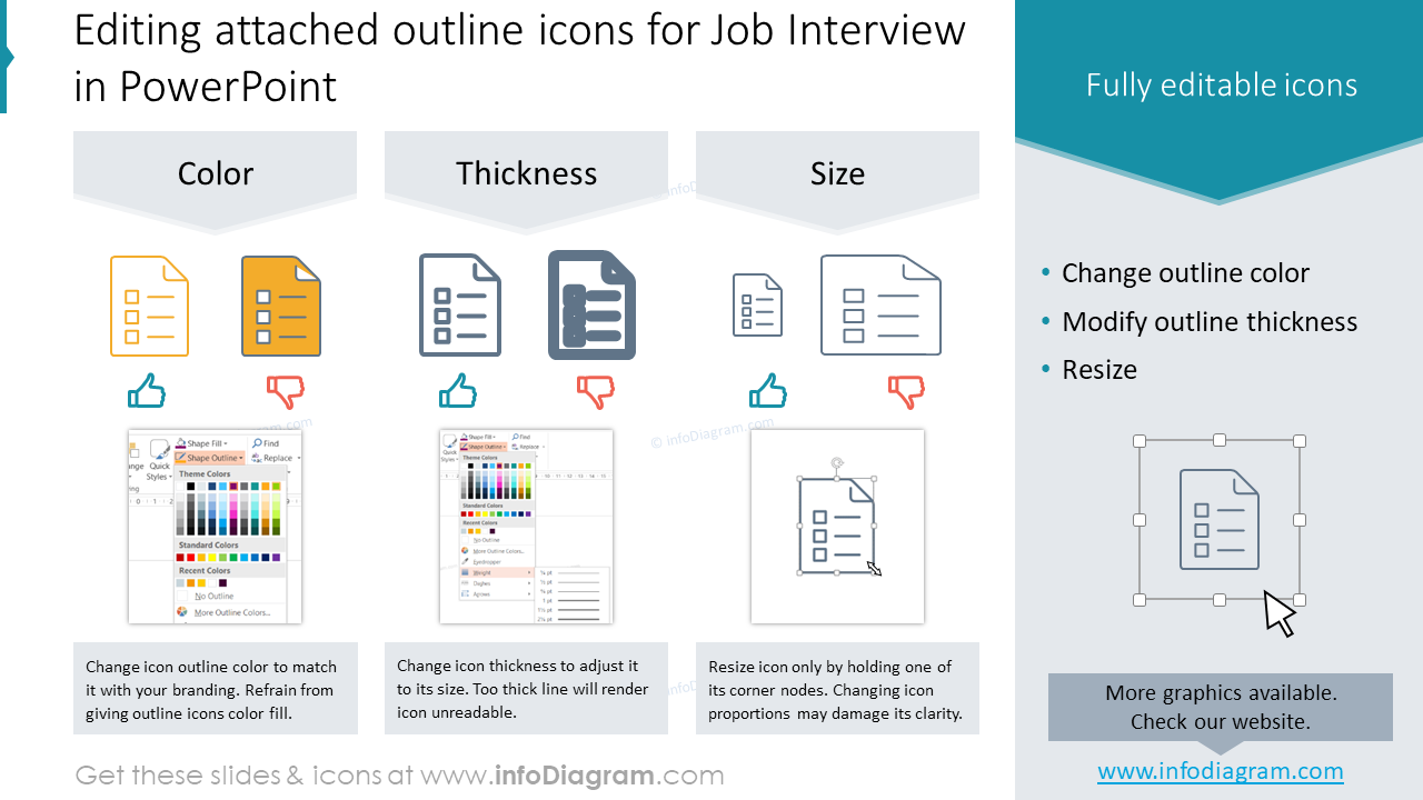 Editing attached outline icons for Job Interview