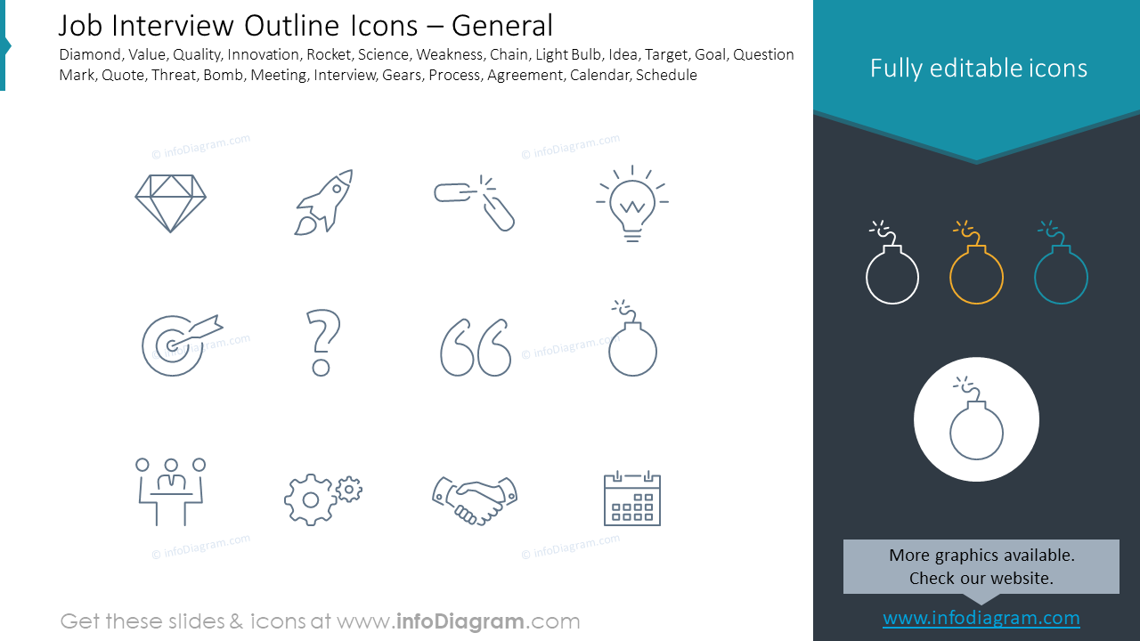 Iconos de esquema de entrevista de trabajo – General