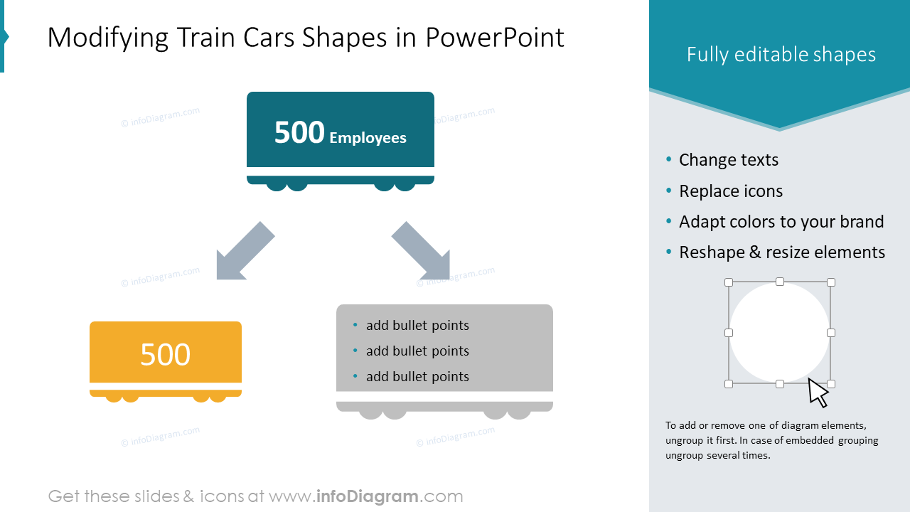 Modifying Train Cars Shapes in PowerPoint