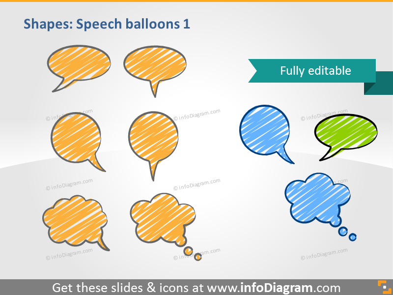 handgezeichnete Sprechblasen Kritzelei PowerPoint