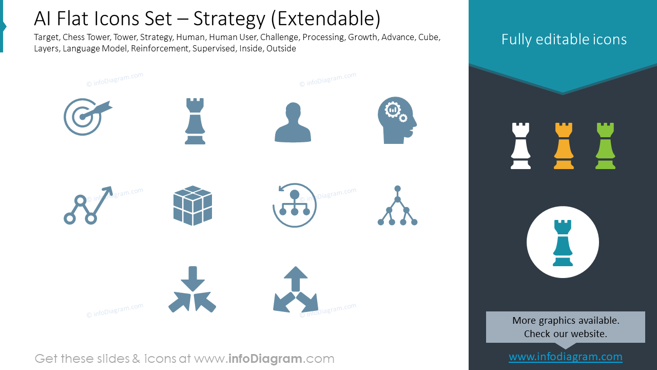 AI Flat Icons Set – Strategy (Extendable)