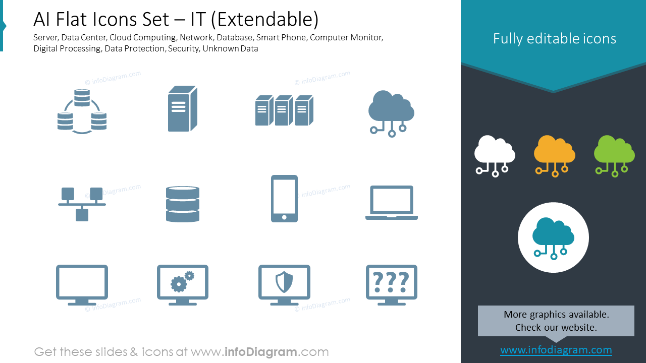 Conjunto de Iconos Planos de IA – TI (Ampliable)