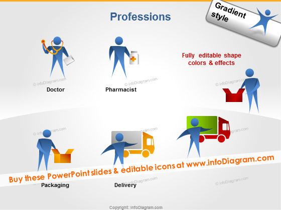 jobs icon ppt doctor pharmacist delivery man
