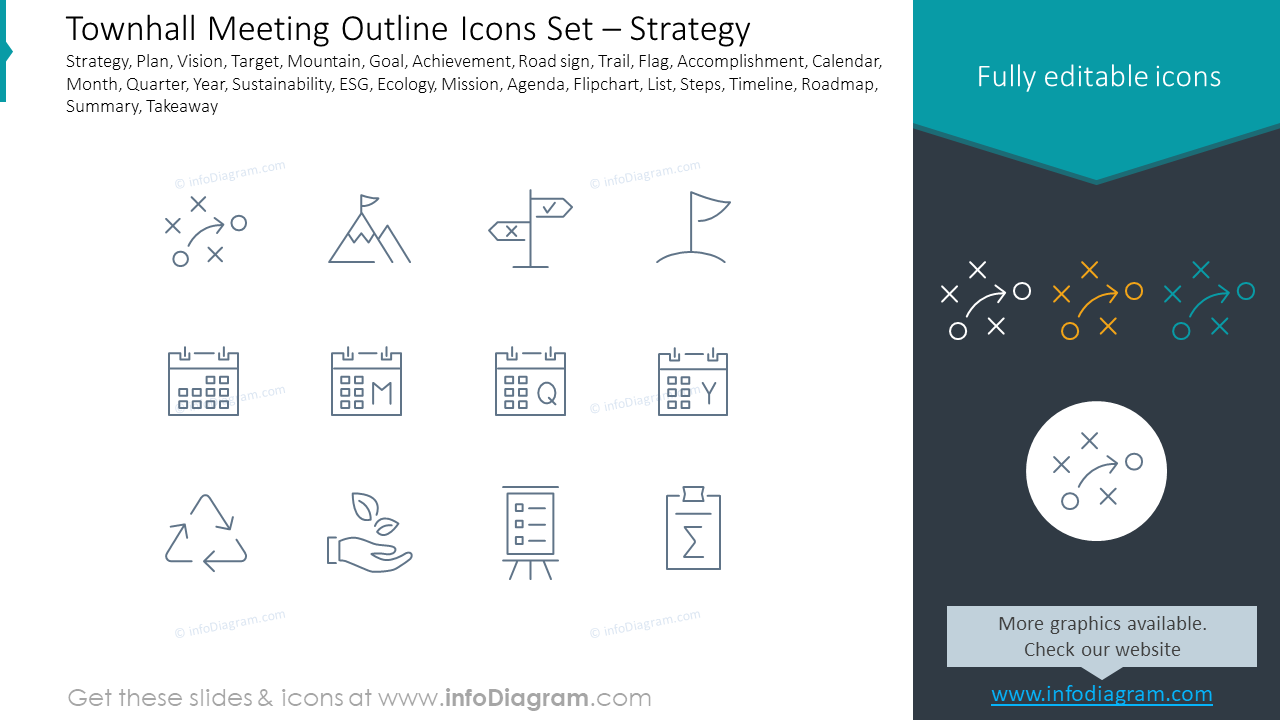 Townhall Meeting Outline Icons Set – Strategy