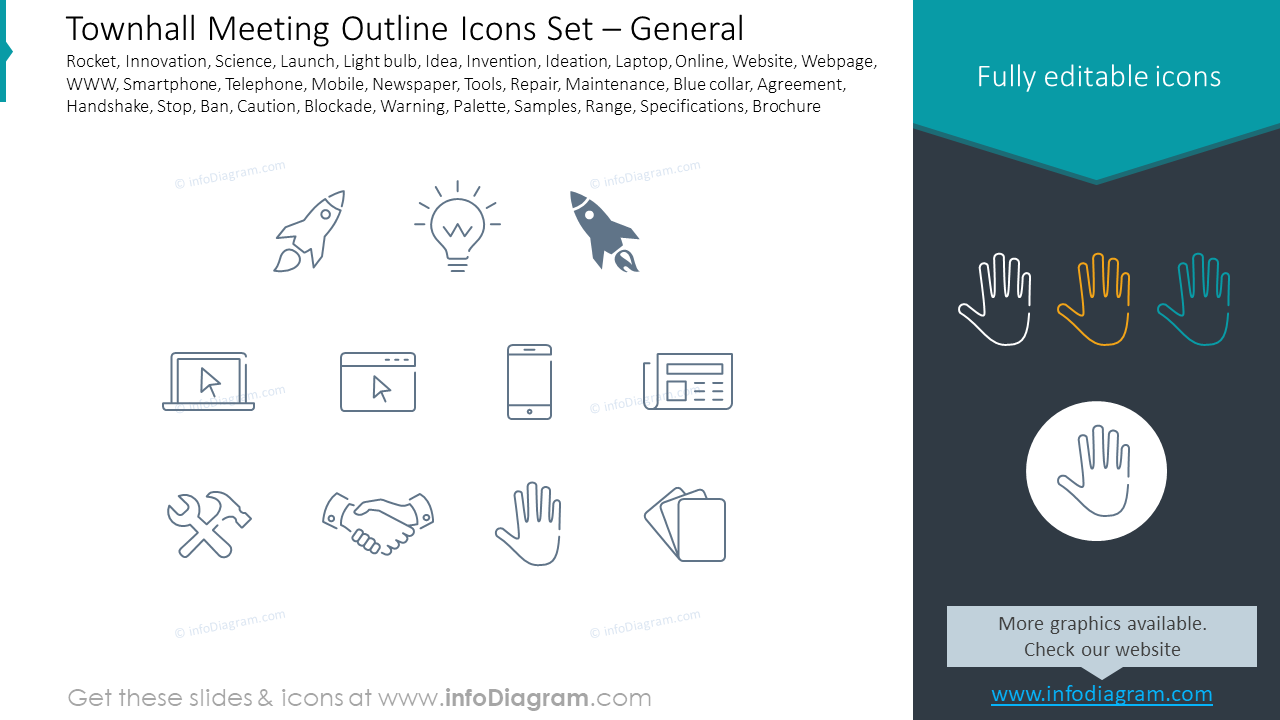 Townhall Meeting Outline Icons Set – General