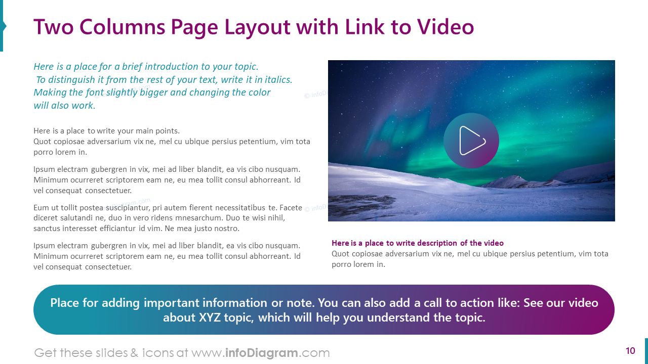Layout de Página em Duas Colunas com Link para Vídeo