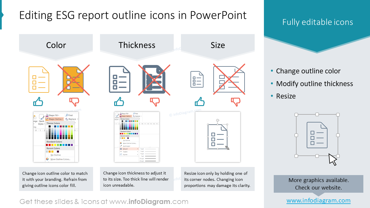 Editing ESG report outline icons in PowerPoint