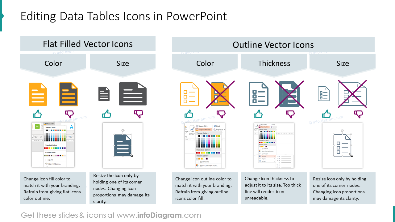 Modifier les icônes des tableaux de données dans PowerPoint