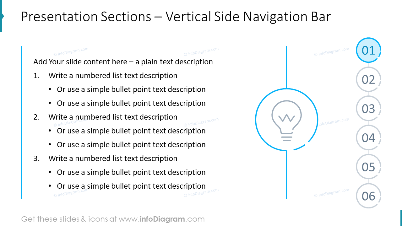 Präsentationsabschnitte – Vertikale Seiten-Navigationsleiste