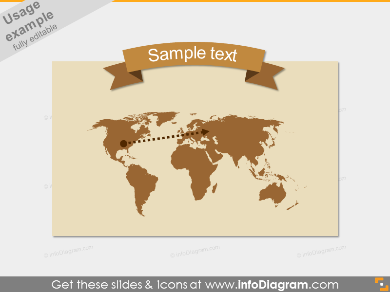 Carte du monde Voyage Bannière Arc Plate Rappel Style Marron PPT