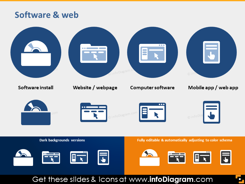 Icônes logiciel Installer Site Web Clipart application mobile icône webapp PPT