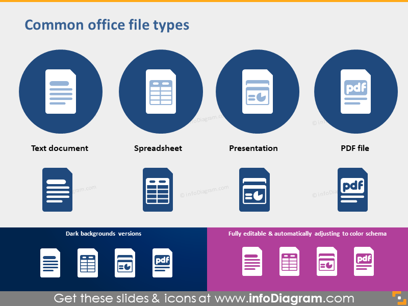 Bürodokument Datei Tabelle Präsentation PDF Icon PPTX