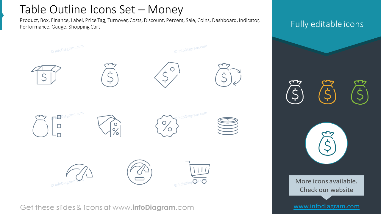 Table Outline Icons Set – Money