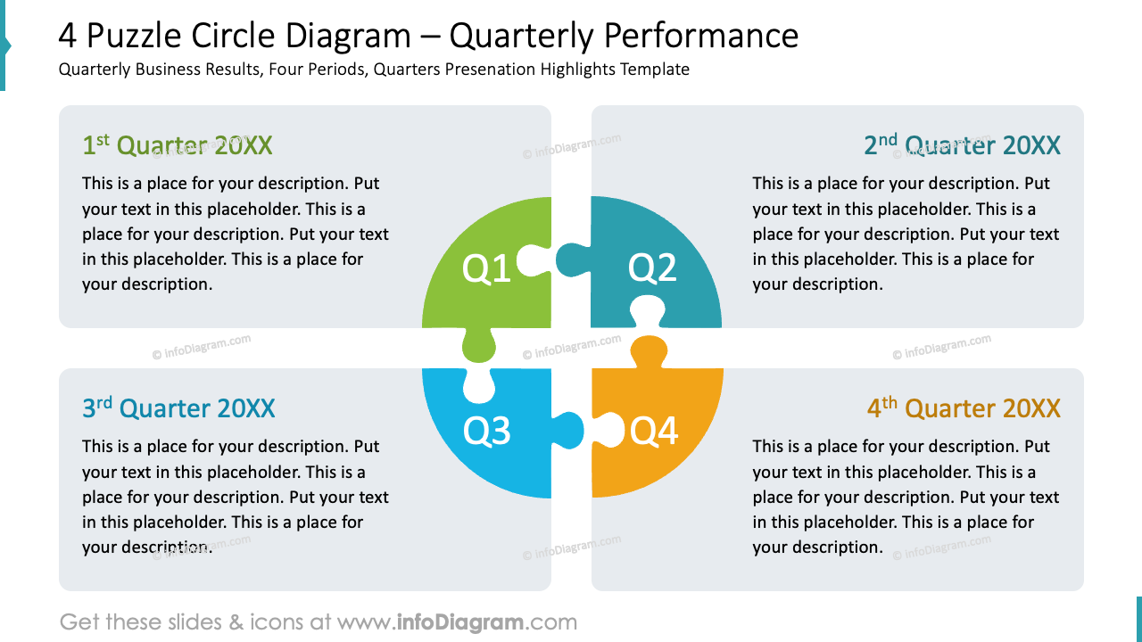Puzzle-Kreis-Quadrant-Diagramm Textfeld PowerPoint