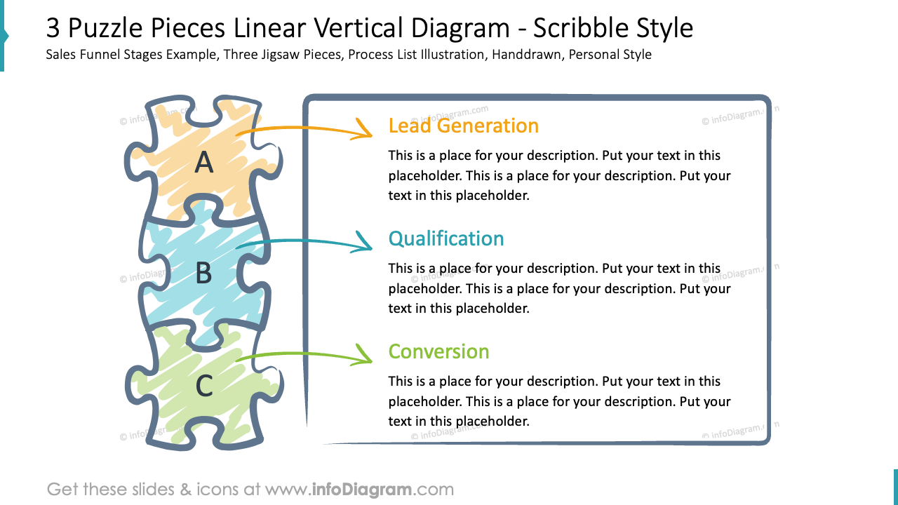 Puzzle horizontale Diagramm professionelle PowerPoint Clipart