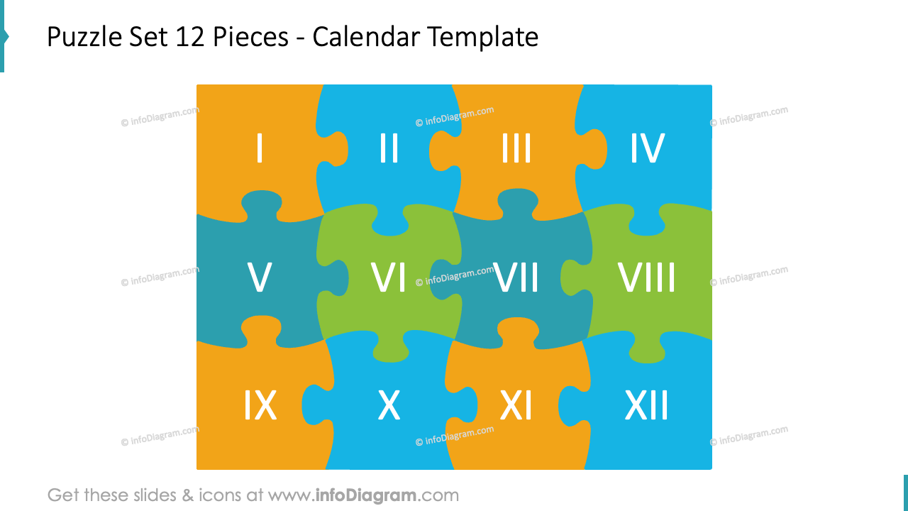 diagrammes de puzzle en dégradé clipart powerpoint 3 par 3 pièces