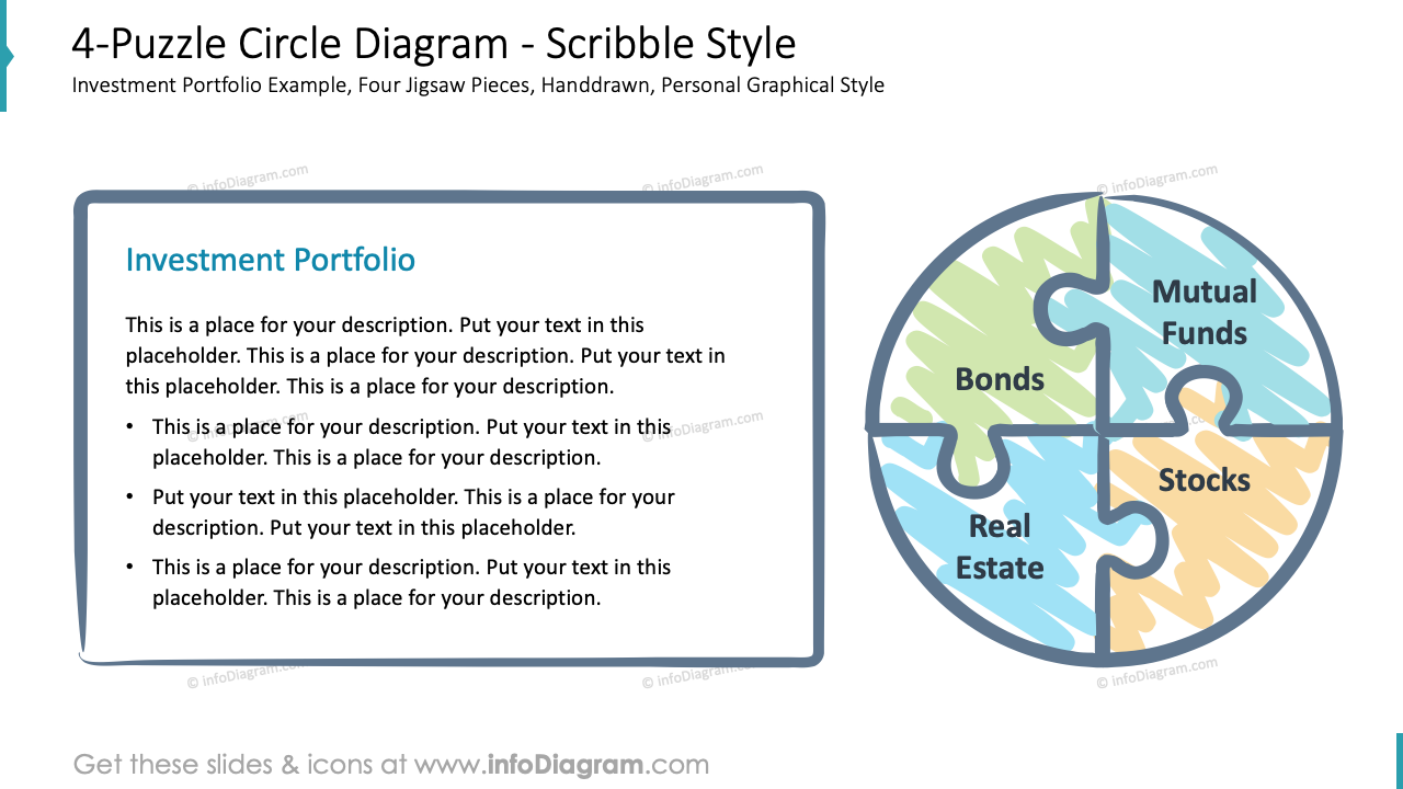 4 Puzzle Circle Diagram Scribble Style