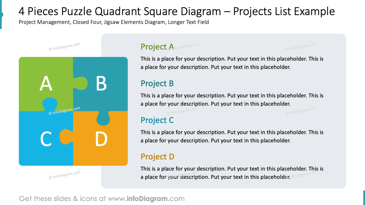 4 Pieces Puzzle Quadrant Square Diagram Projects List Example