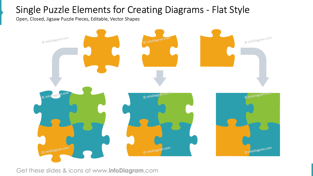 diagrammes de puzzle pièces dégradé clipart PowerPoint 12 pièces