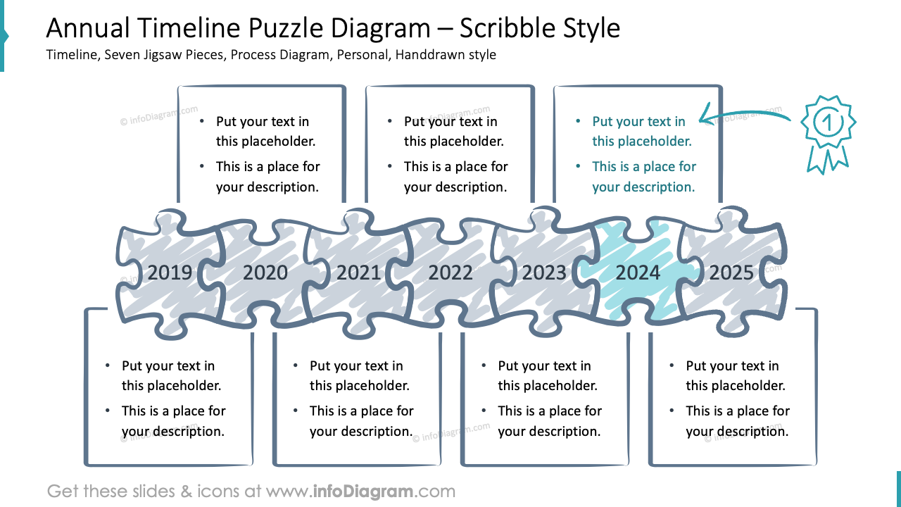 Timeline Puzzle Diagram 7 Jigsaw Pieces