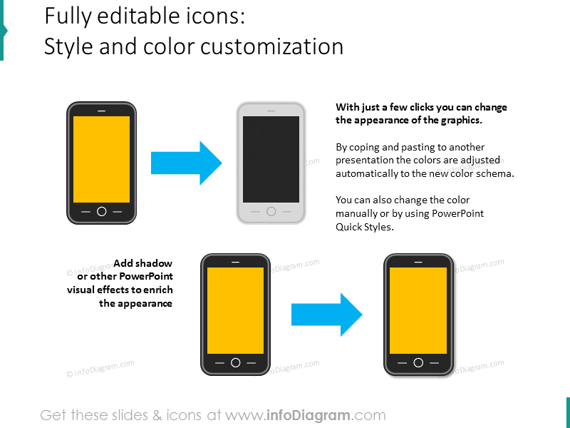 téléphone mobile à écran tactile éditable clipart personnalisation powerpoint