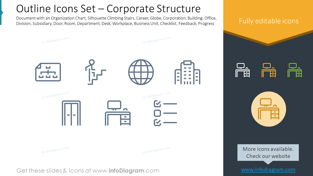 Umriss-Icons-Set – Unternehmensstruktur