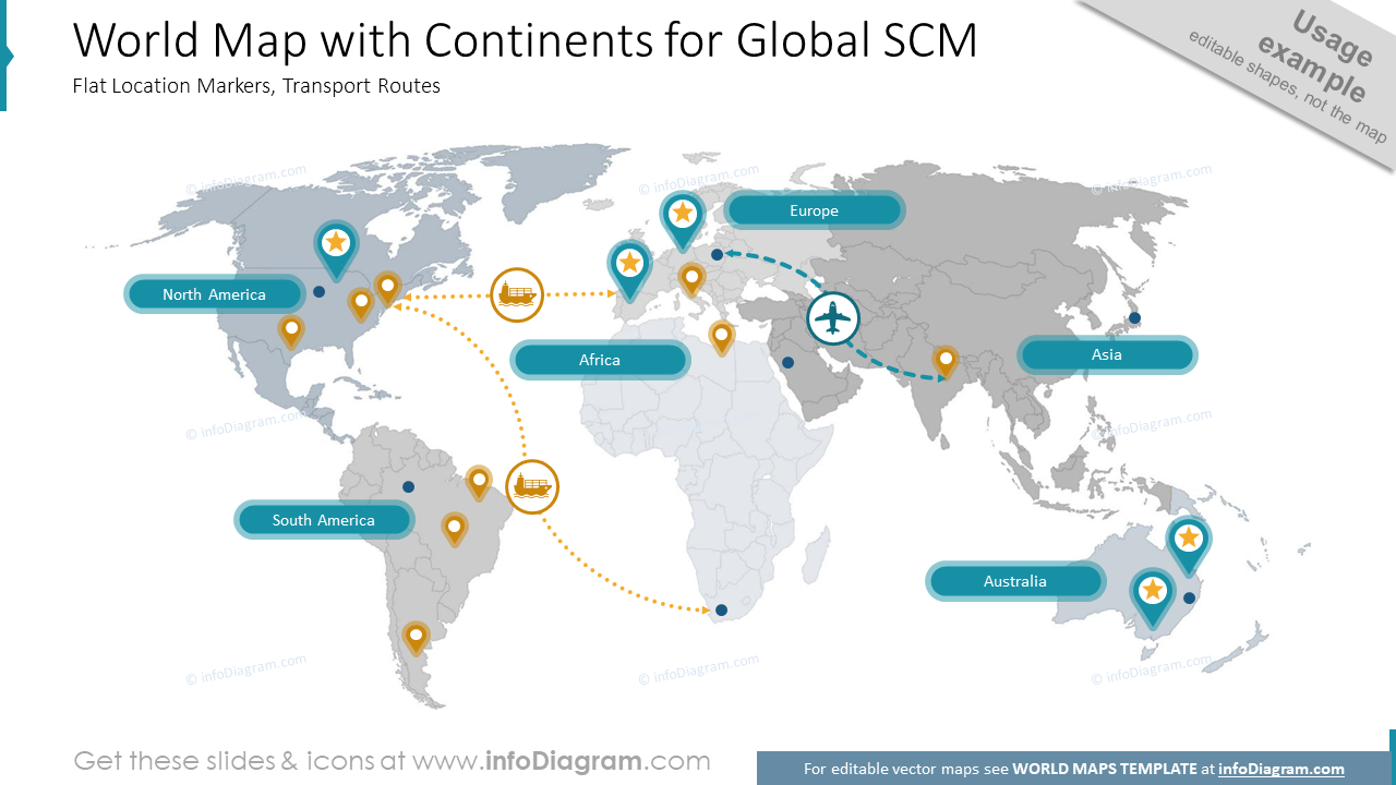Mapa del Mundo con Continentes para SCM Global