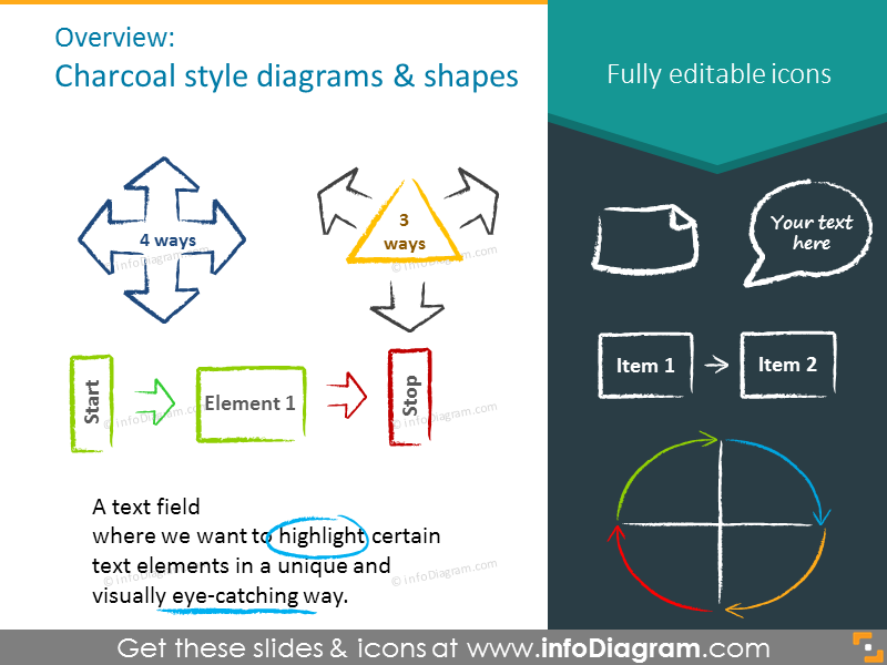 Example of charcoal style diagrams set