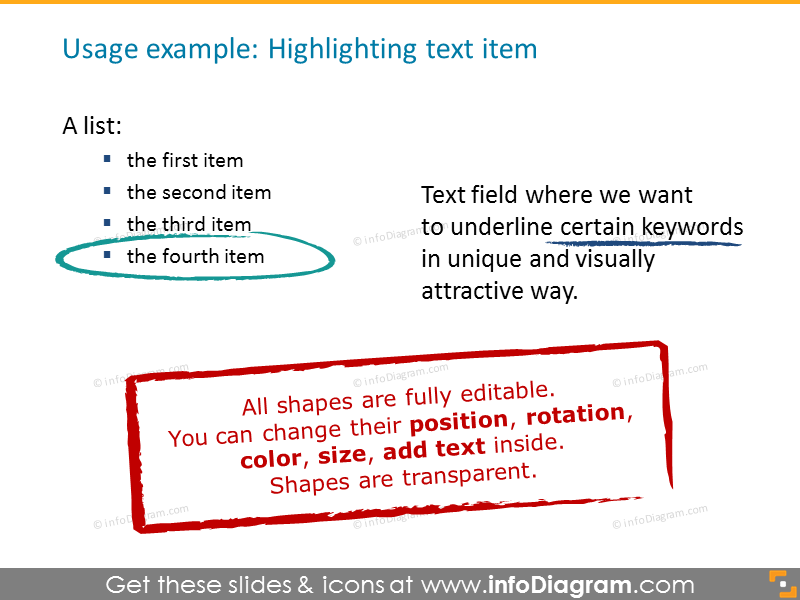Example of Highlighting text item with charcoal lines