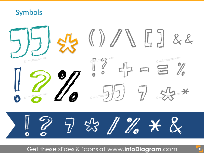Pencil handdrawn general symbols