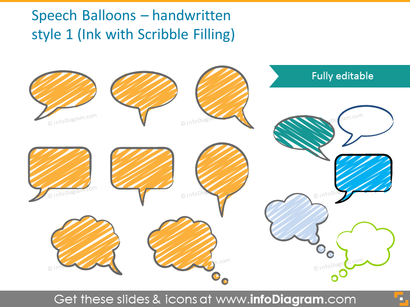  Speech ink balloons with scribble filling