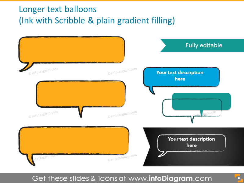  Longer text balloons with plain gradient filling