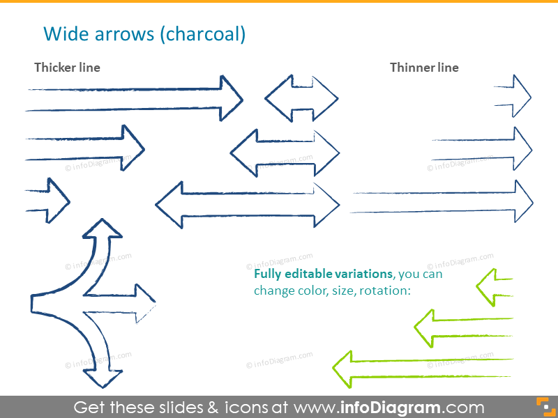 croquis flèche cercle cycle charbon dessin à la main icône ppt