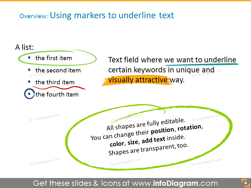 Markers to underline text - usage example