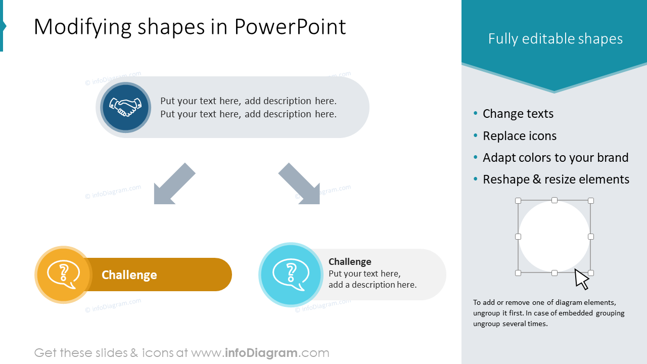 Modifying shapes in PowerPoint