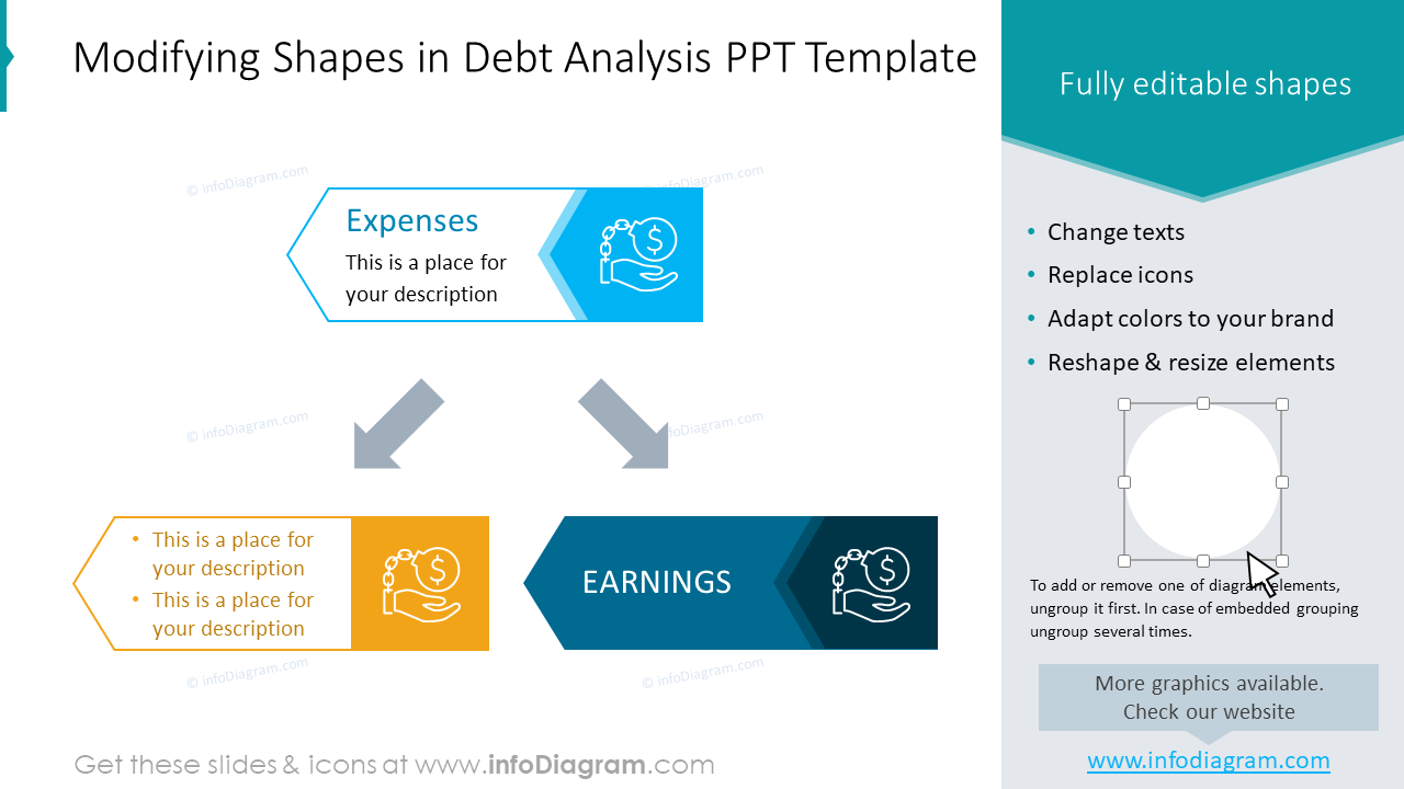 Modifying Shapes in Debt Analysis PPT Template