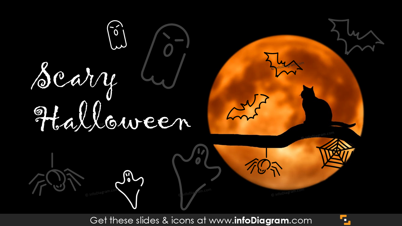 Halloween Fledermaus Spinne Symbole Powerpoint Clipart