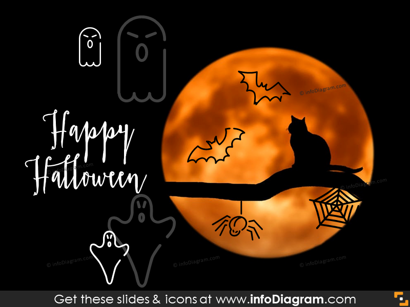 halloween bat spider icons powerpoint clipart