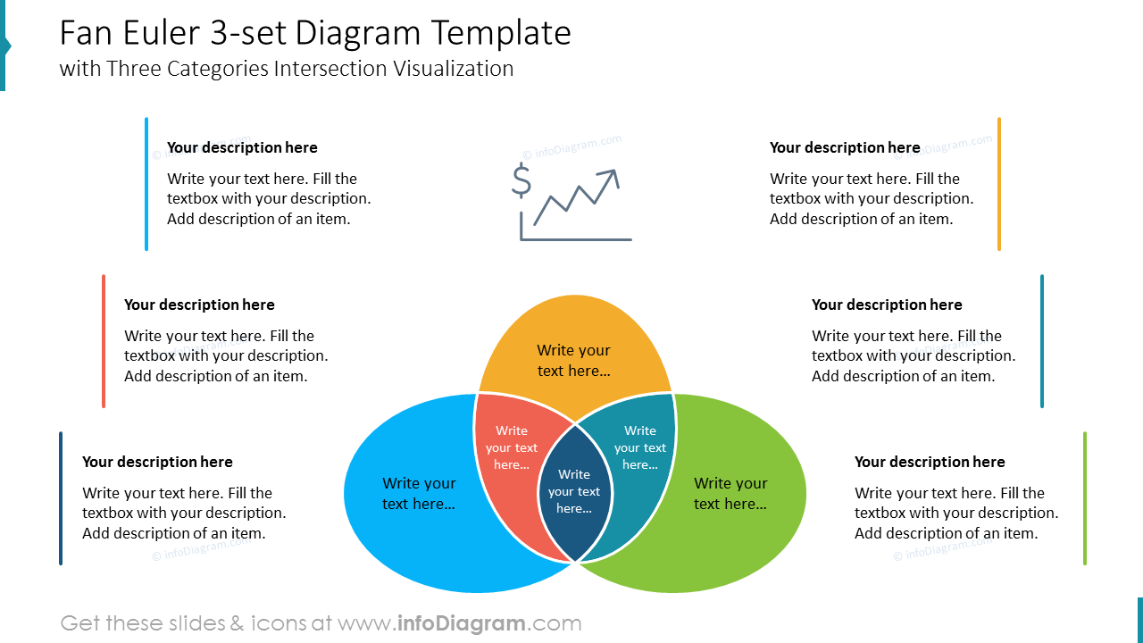 Fan Euler 3-set Diagram Template with Three Categories Intersection Visualization