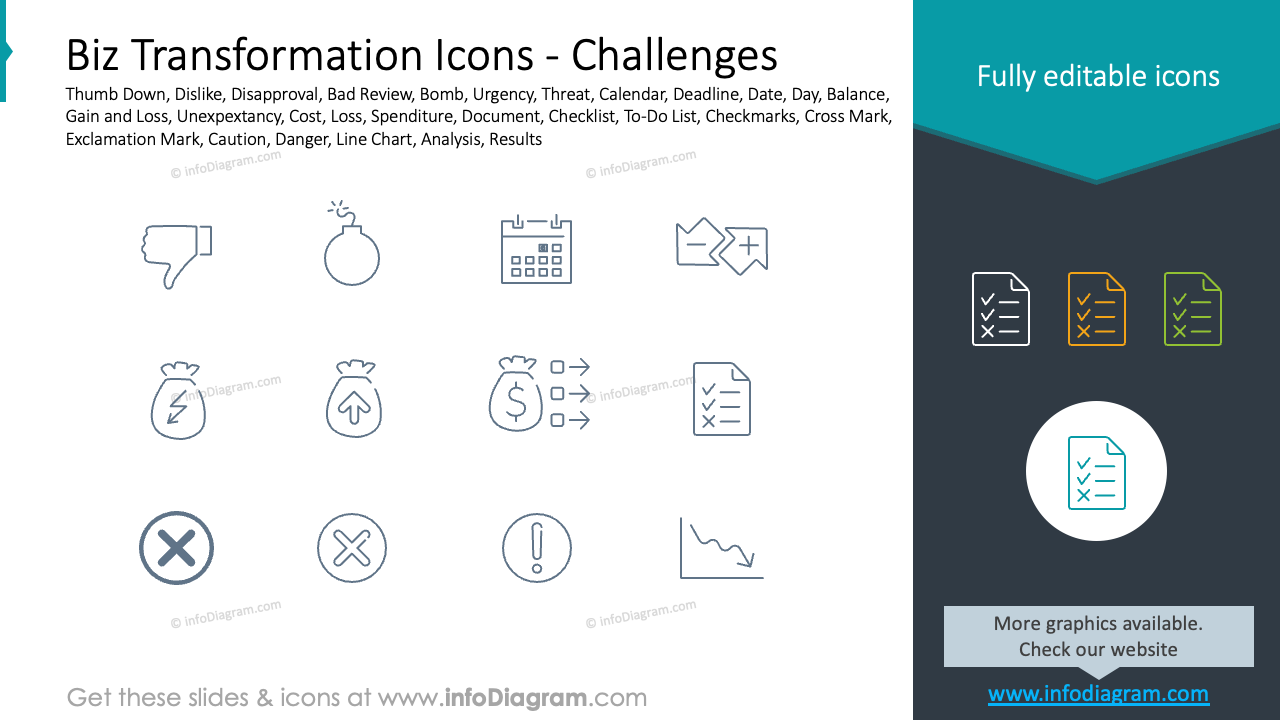 Herausforderungen der Geschäftstransformation-Icons