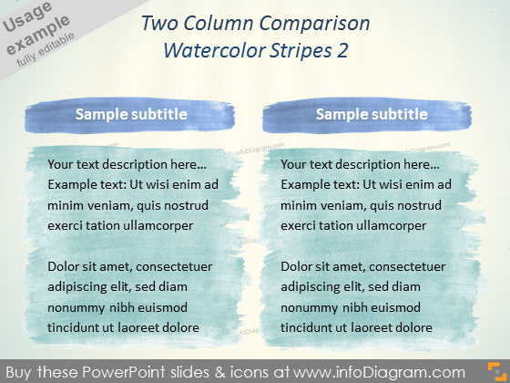 Diapositive de comparaison de couleurs à l'aquarelle Rayures PPTX