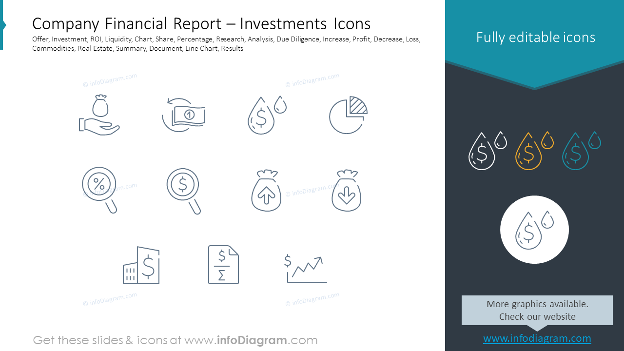 Company Financial Report - Investments Icons
