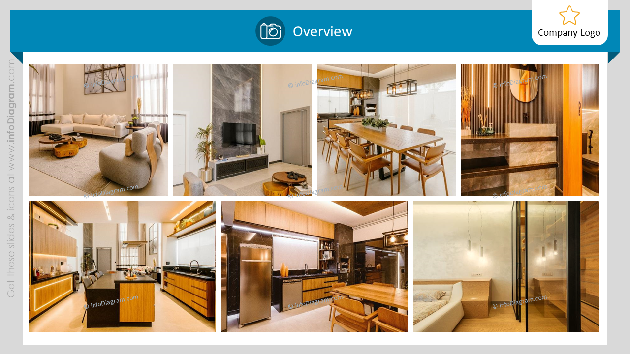 Apartment Listing Room Pictures Presentation Template With 7 Property Photographs Layout Placeholder