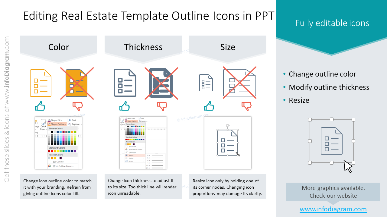 Editing Real Estate Template Outline Icons in PPT
