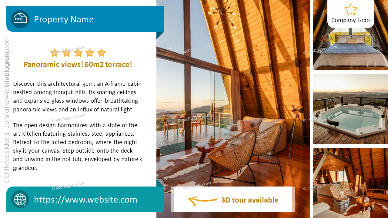 Real Estate Property Presentation Template With Rating, Description, and Photos Layout